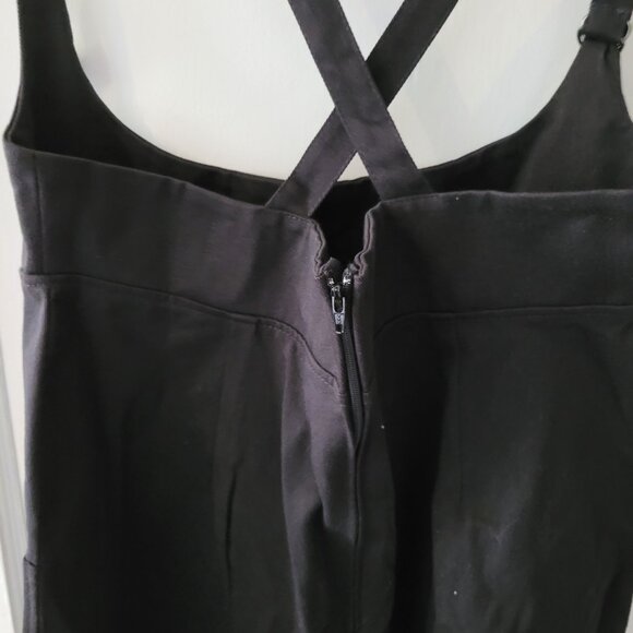 Love to love you black denim skater skirt with over the shoulder straps, size L - Picture 3 of 3